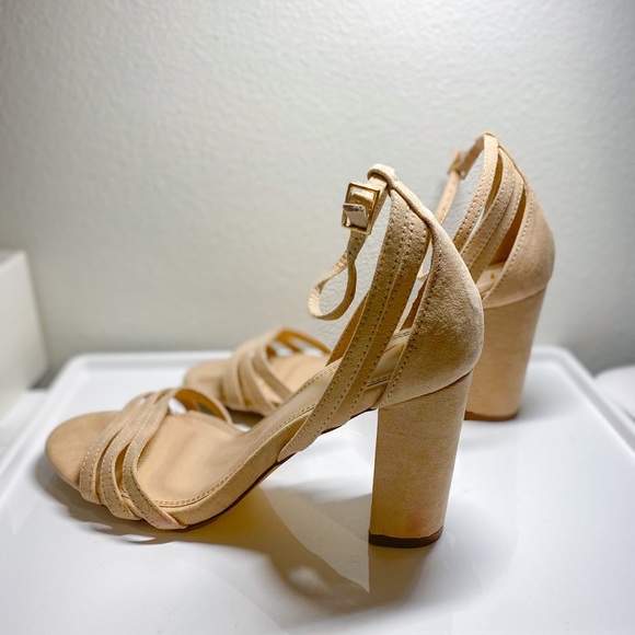 nude strappy heels block